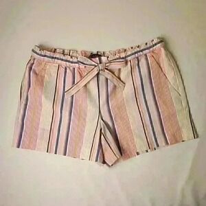 Loft Womans Mid Rise 3" Inseam Cotton Shorts Size XS Multi Colored Striped